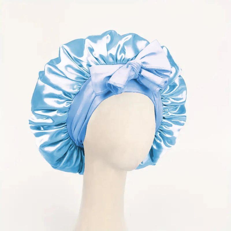 Gorro de cetim de seda ajustável Bonne para dormir gorro de cabelo com gravata para mulheres e homens