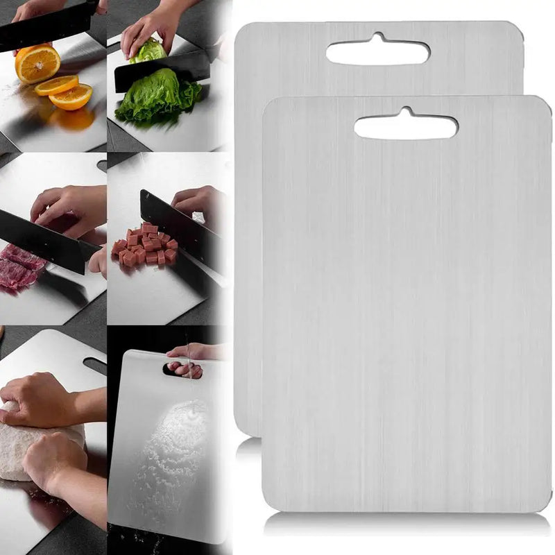 Tábuas De Corte De Titânio Para Cozinha Tábua De Aço Inoxidável 304 Espessada E De Dupla Face