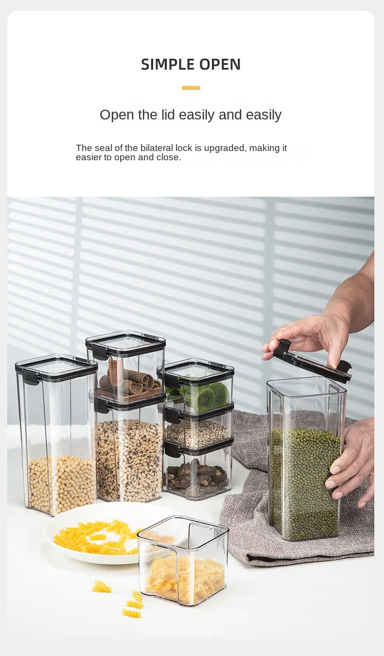 Frascos de plástico selados para cozinha, organizador de armazenamento de grãos, tanque grande, caixa à prova de umidade, frascos de tempero doméstico
