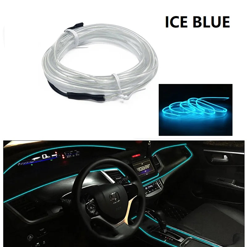 Led Interior do carro luz fria painel decorativo console auto led luzes ambientais 1/2/3/4/5m
