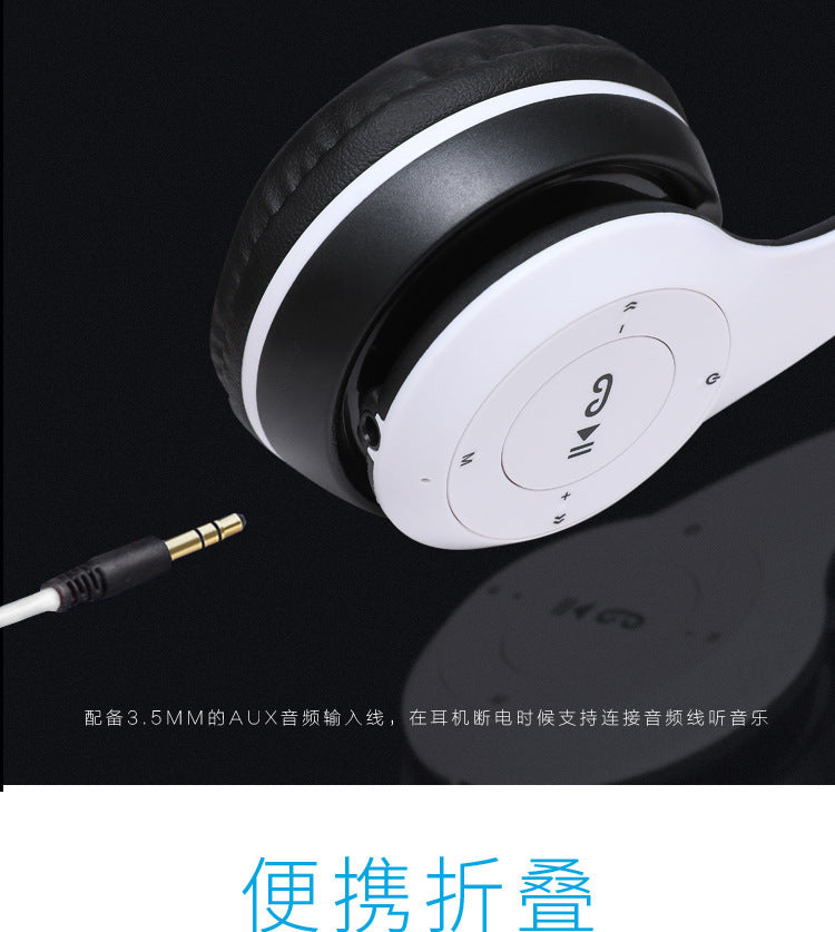 Bluetooth 5.0 Stereo P47 Headset, Jogo Desportivo Sem Fio, Série Dobrável, iPhone, Xiaomi