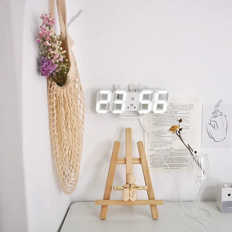 3d led relógio digital decoração de parede brilho modo noturno decoração para o quarto relógio eletrônico ajustável decoração do quarto estética
