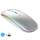Mouse sem fio recarregável led retroiluminado computador portátil receptor bluetooth modo duplo