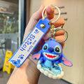 Novo anime disney chaveiro dos desenhos animados mickey mouse minnie lilo & ponto bonito boneca chaveiro ornamento pingente crianças brinquedos presentes