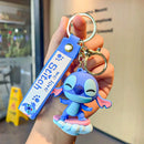 Novo anime disney chaveiro dos desenhos animados mickey mouse minnie lilo & ponto bonito boneca chaveiro ornamento pingente crianças brinquedos presentes