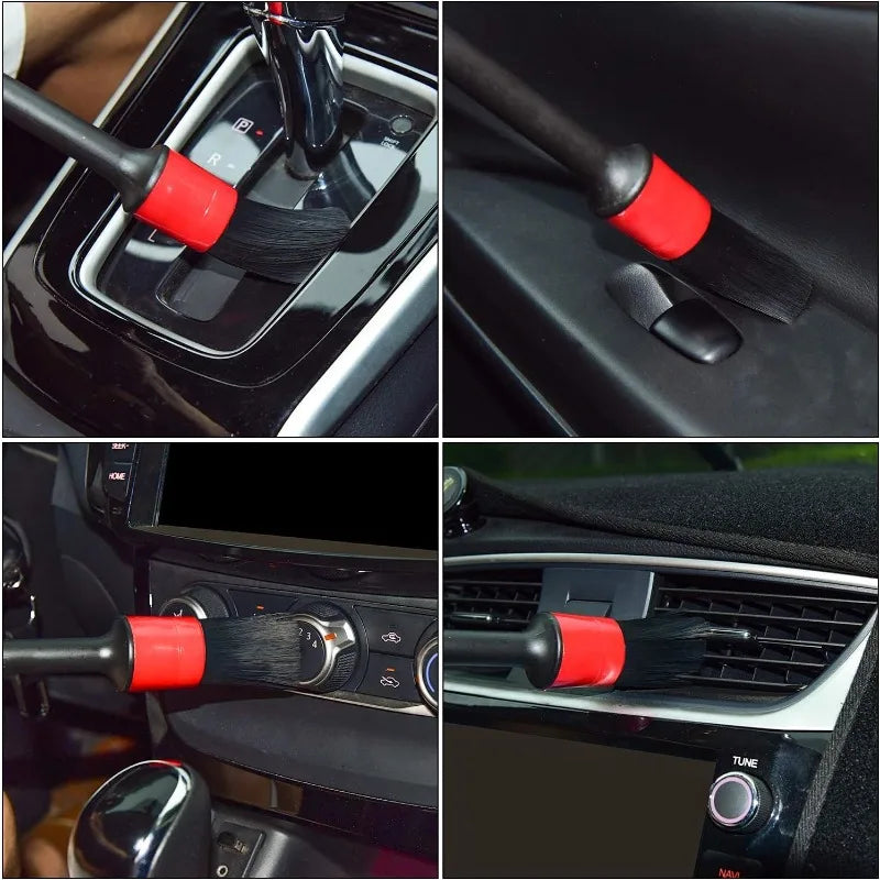 5 peças kit de escova de limpeza do carro detalhe automático escovas poeira para interior do carro