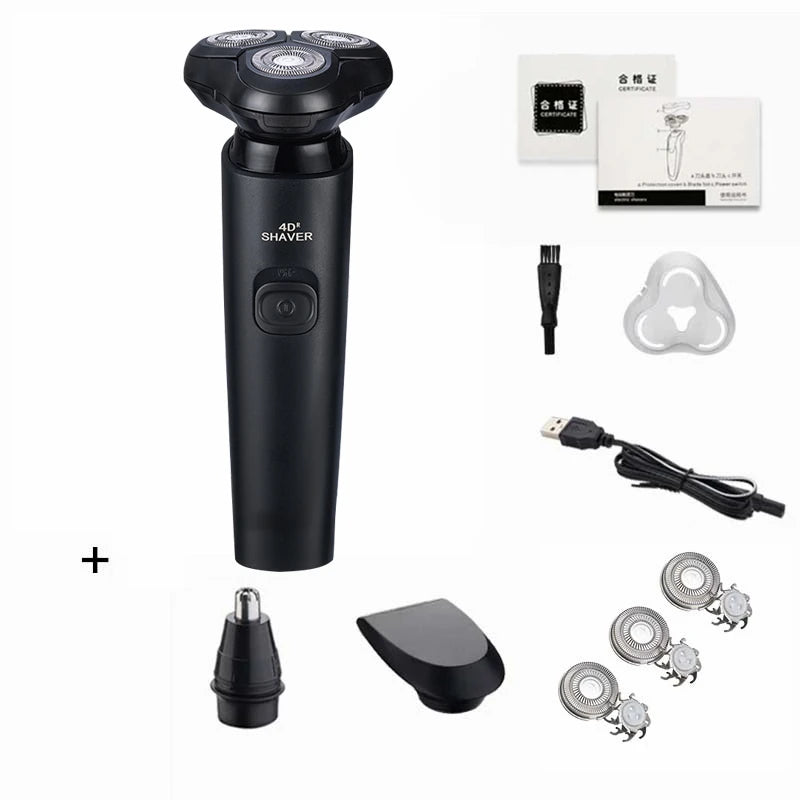 Zozen barbeador elétrico lavável recarregável máquina de barbear elétrica para homens corpo cabelo aparador de barba molhado-seco uso lavável