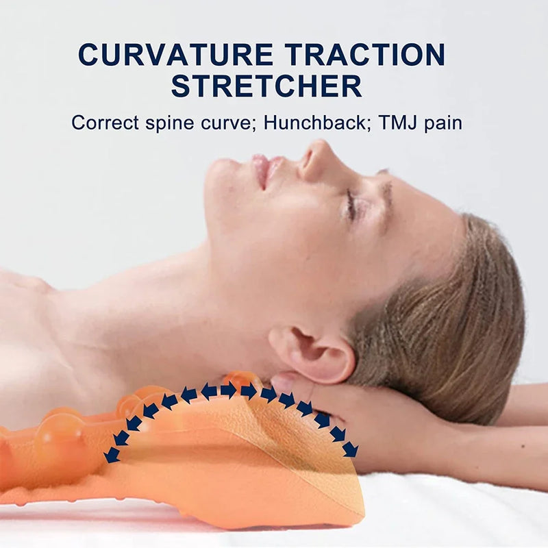 Relaxador de pescoço e ombro com ponto de massagem na parte superior das costas, dispositivo de tração cervical maca de pescoço para alívio da dor e coluna TMJ