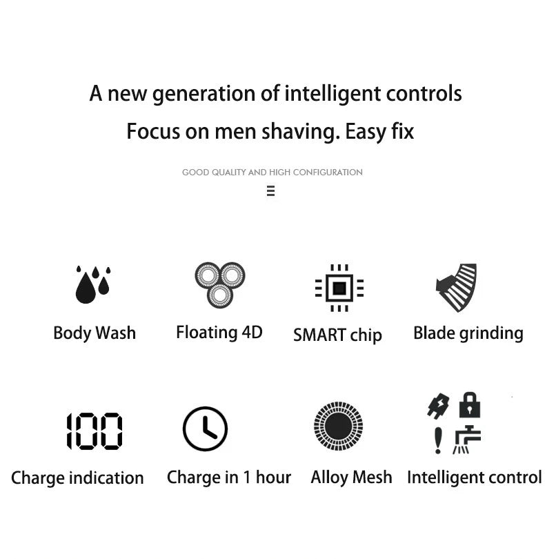 Zozen barbeador elétrico lavável recarregável máquina de barbear elétrica para homens corpo cabelo aparador de barba molhado-seco uso lavável