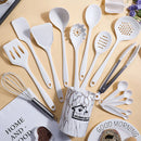 Rosa 18 pçs grau alimentício silicone cozinha panelas utensílios turner espátula colher de medição prático ferramenta cozinha conjunto