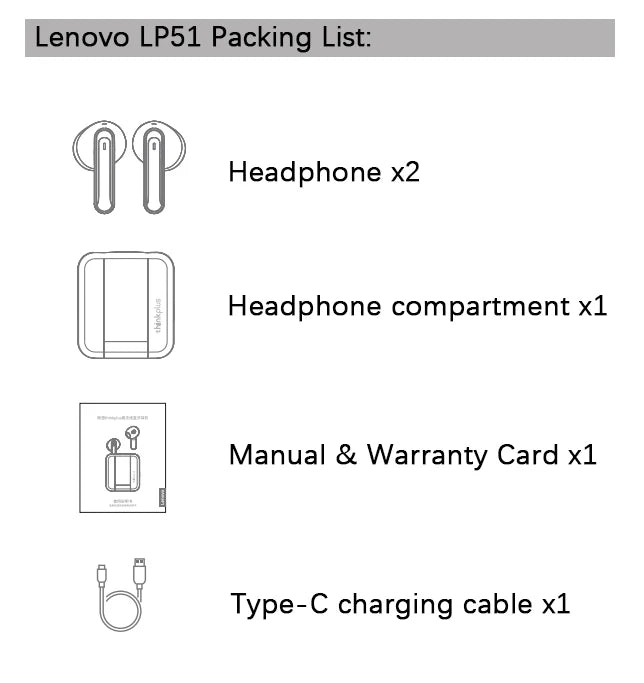 Escolha original lenovo lp51 tws sem fio bluetooth v5.4