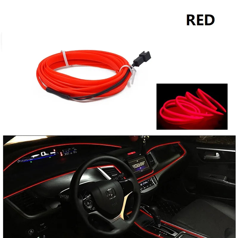 Led Interior do carro luz fria painel decorativo console auto led luzes ambientais 1/2/3/4/5m
