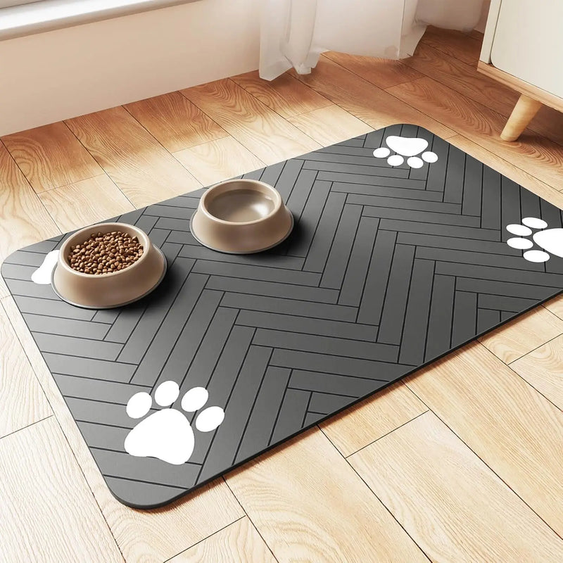 Tapete de alimentação para animais de estimação, absorvente para comida e tigela de água