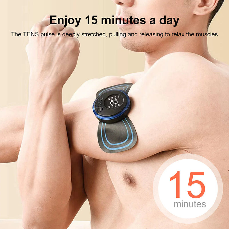 Massageador de pescoço mini massagem elétrica do pescoço ems cervical volta vértebra massagem remendo 8 modos aliviar relaxar ferramentas de fadiga muscular