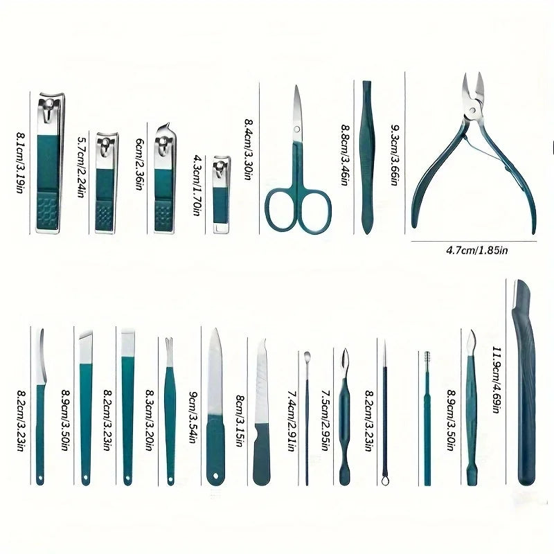 Kit profissional de cuidados com unhas com Conjunto de manicure e pedicure em aço inoxidável