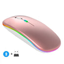 Mouse sem fio recarregável led retroiluminado computador portátil receptor bluetooth modo duplo
