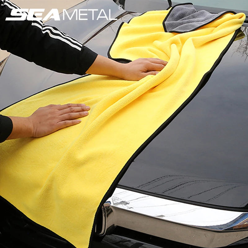 Seametal toalha de lavagem de carro de microfibra dupla face toalhas para lavagem de carro