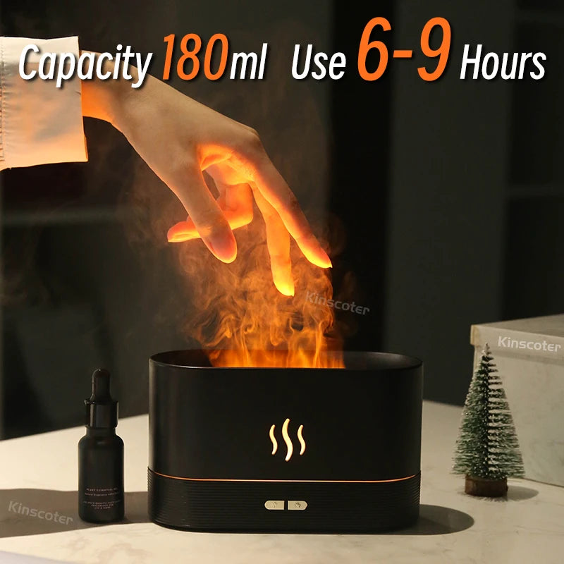 Kinscoter aroma difusor umidificador de ar ultra-sônico fabricante névoa fria fogger led óleo essencial chama lâmpada difusor
