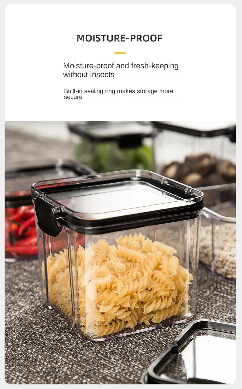 Frascos de plástico selados para cozinha, organizador de armazenamento de grãos, tanque grande, caixa à prova de umidade, frascos de tempero doméstico