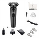 Zozen barbeador elétrico lavável recarregável máquina de barbear elétrica para homens corpo cabelo aparador de barba molhado-seco uso lavável