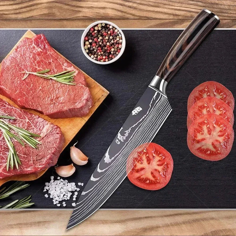 Damasco faca do chef facas de cozinha conjunto profissional desossa faca cutelo