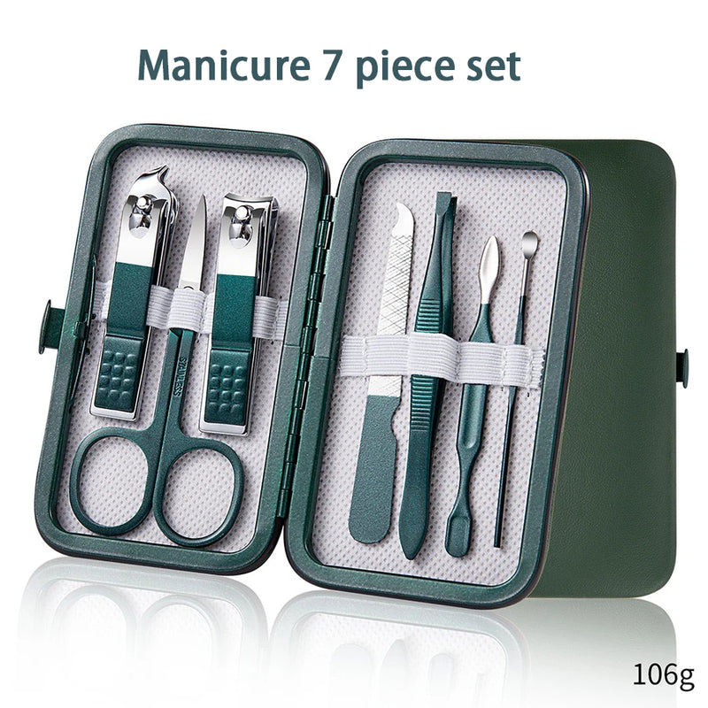 Ouriner 6-18 pçs conjuntos de manicure portátil kits de pedicure preto brilhante
