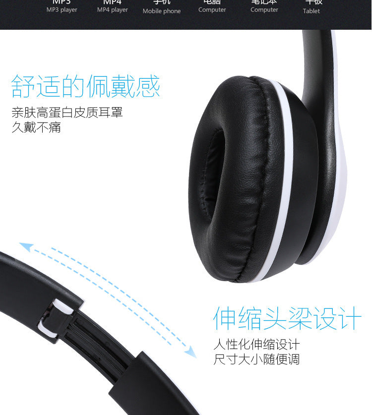 Bluetooth 5.0 Stereo P47 Headset, Jogo Desportivo Sem Fio, Série Dobrável, iPhone, Xiaomi