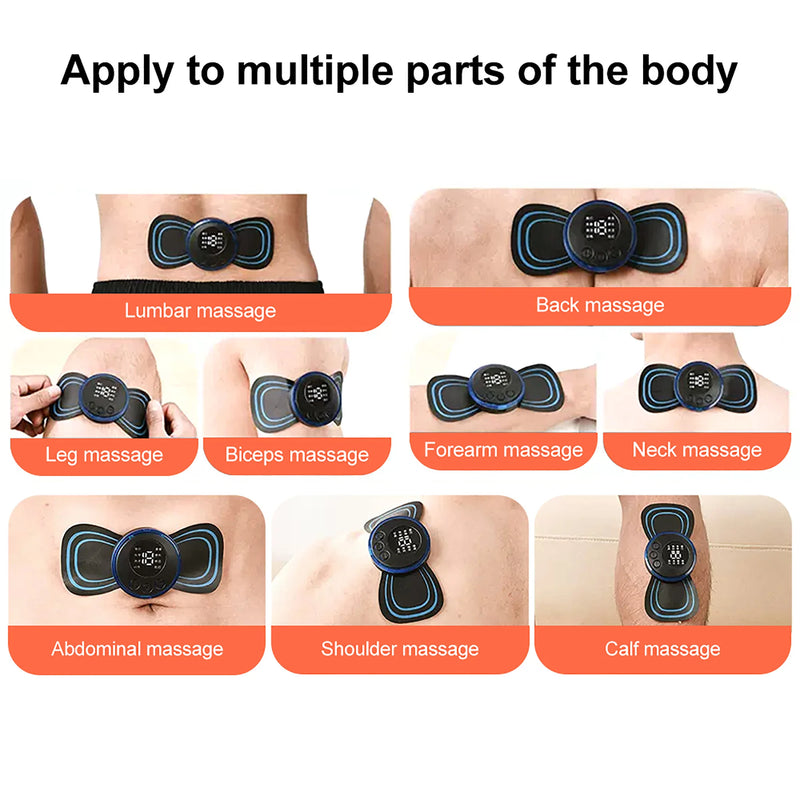 Massageador de pescoço mini massagem elétrica do pescoço ems cervical volta vértebra massagem remendo 8 modos aliviar relaxar ferramentas de fadiga muscular