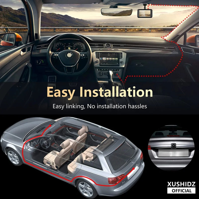 XUSHIDZ-HD Câmera Dash,DVR Veículo Automóvel, Gravador de Vídeo