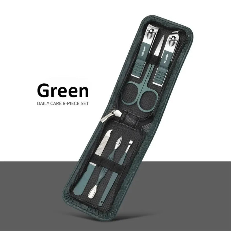 Ouriner 6-18 pçs conjuntos de manicure portátil kits de pedicure preto brilhante