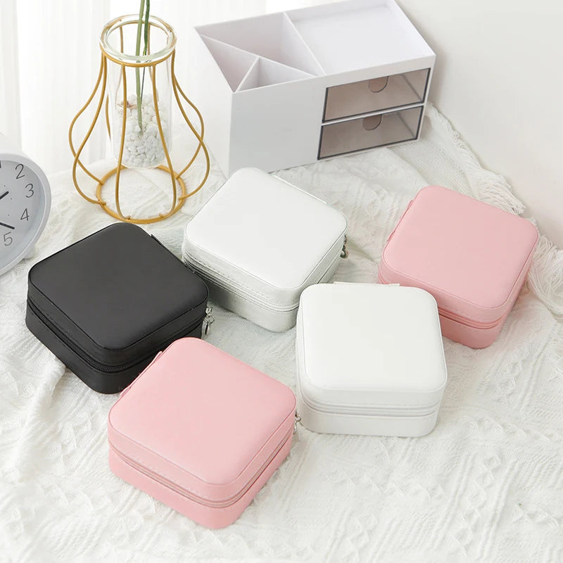 Caixa de armazenamento de camada única de couro clássico preto, branco puro rosa, moda, 1pc