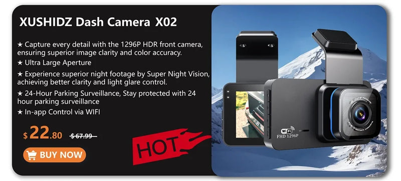 XUSHIDZ-HD Câmera Dash,DVR Veículo Automóvel, Gravador de Vídeo