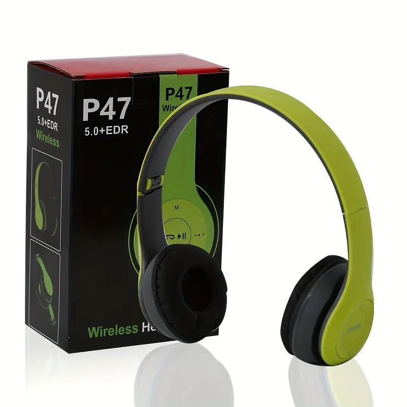 Bluetooth 5.0 Stereo P47 Headset, Jogo Desportivo Sem Fio, Série Dobrável, iPhone, Xiaomi