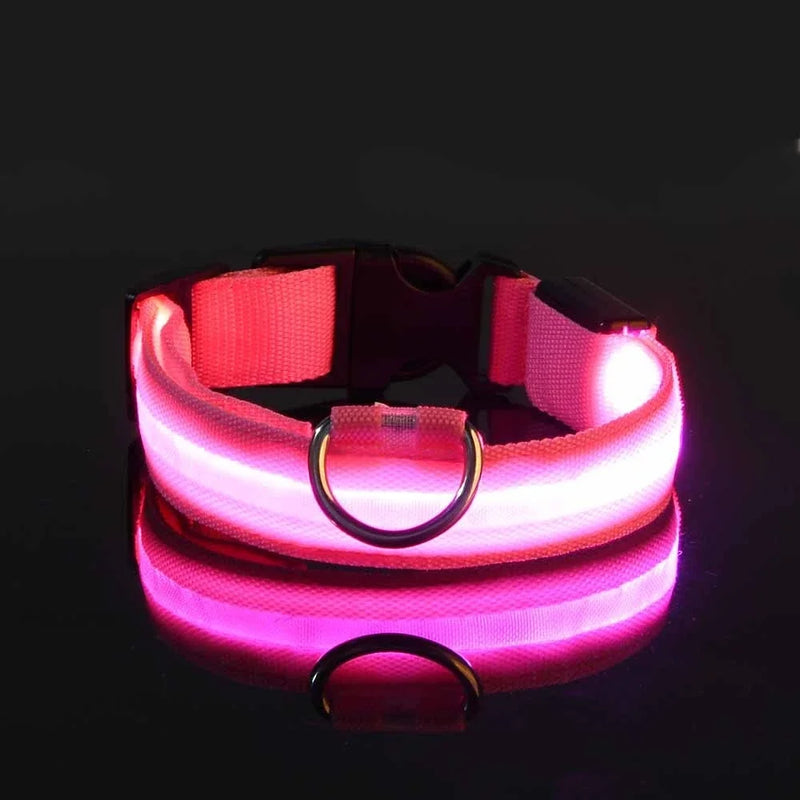 Coleira de nylon led noite segurança piscando brilho no escuro coleira para cães de estimação coleira