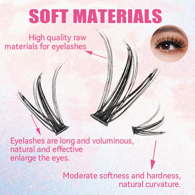 Diy kit de extensão de cílios cílios 200 peças clusters lash bond & seal