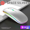 Mouse sem fio recarregável led retroiluminado computador portátil receptor bluetooth modo duplo