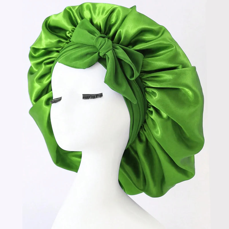 Gorro de cetim de seda ajustável Bonne para dormir gorro de cabelo com gravata para mulheres e homens