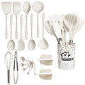 Rosa 18 pçs grau alimentício silicone cozinha panelas utensílios turner espátula colher de medição prático ferramenta cozinha conjunto