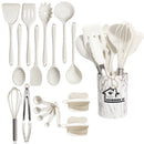 Rosa 18 pçs grau alimentício silicone cozinha panelas utensílios turner espátula colher de medição prático ferramenta cozinha conjunto