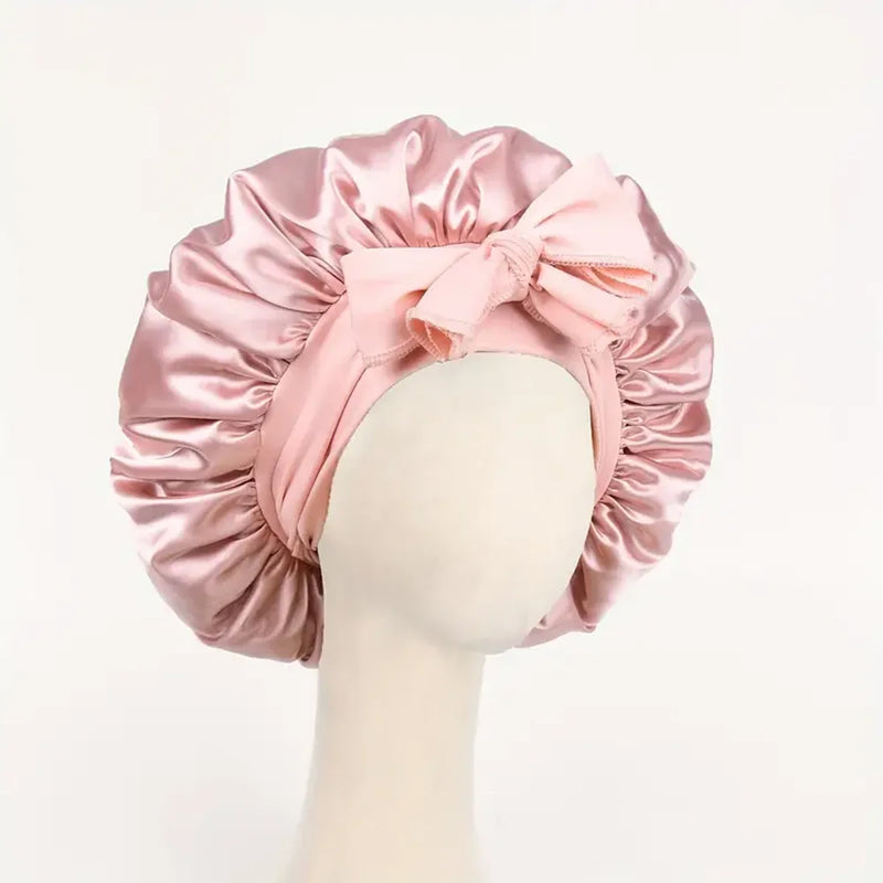Gorro de cetim de seda ajustável Bonne para dormir gorro de cabelo com gravata para mulheres e homens