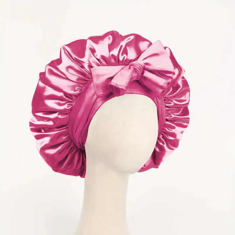 Gorro de cetim de seda ajustável Bonne para dormir gorro de cabelo com gravata para mulheres e homens