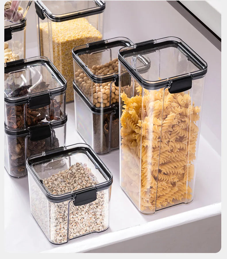 Frascos de plástico selados para cozinha, organizador de armazenamento de grãos, tanque grande, caixa à prova de umidade, frascos de tempero doméstico