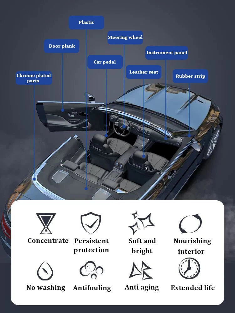 Restaurador de plástico para carro, produtos de limpeza de carro com brilho preto