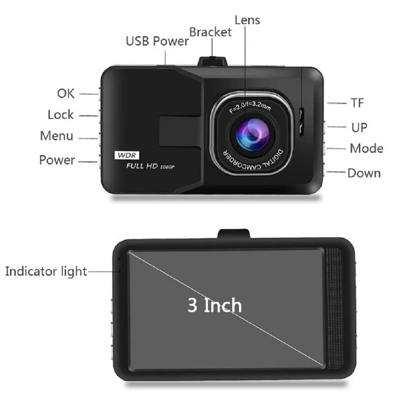 XUSHIDZ-HD Câmera Dash,DVR Veículo Automóvel, Gravador de Vídeo