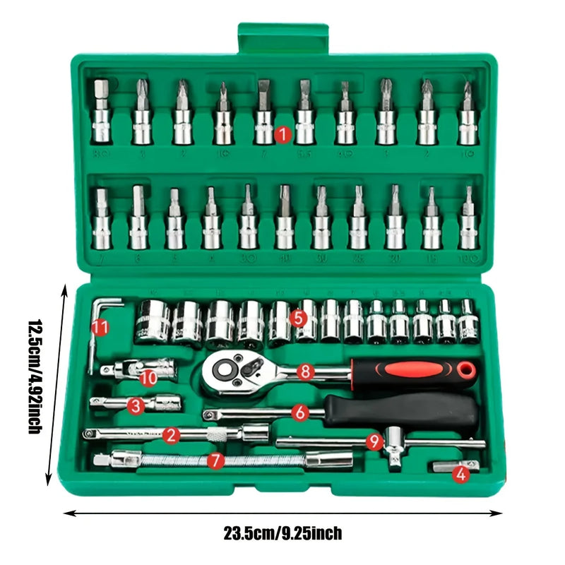 Ratchet Wrench Set com Sockets, Drive Socket Set, 1,4 "Metric Hex Bit, 1,4"
