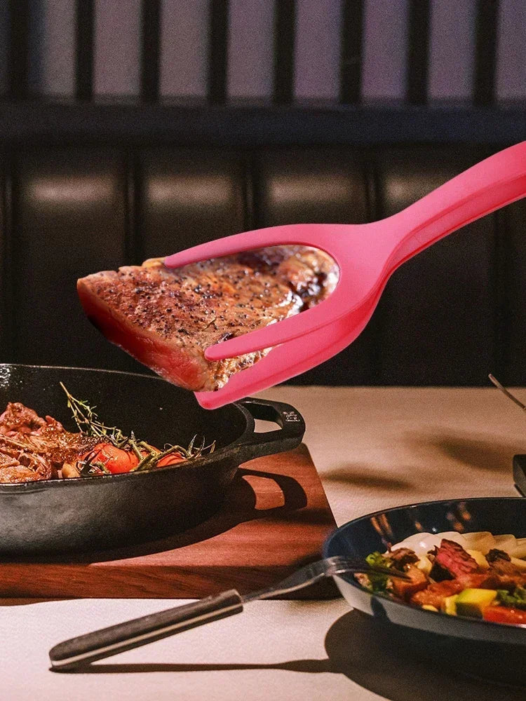 pinças espátula 2 em 1 náilon aperto flip pinças bife espátula pinças