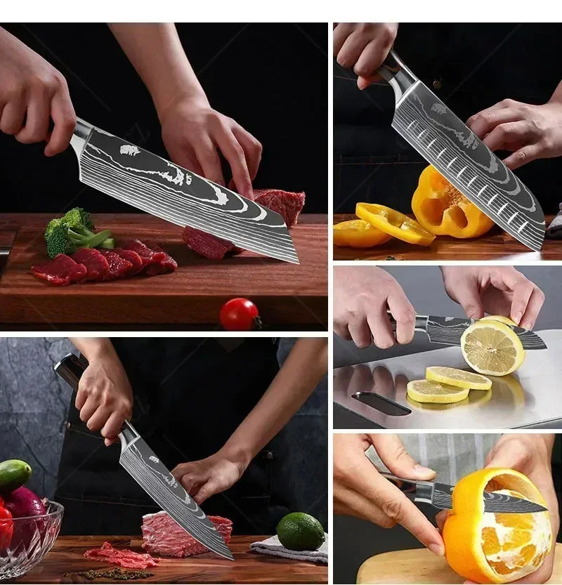 Damasco faca do chef facas de cozinha conjunto profissional desossa faca cutelo